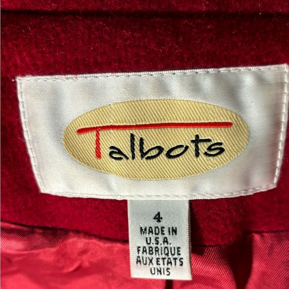 Talbots Red Wool Double Breasted Coat Size 4 - Picture 6 of 8
